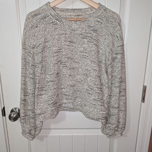 NWOTS Madewell Texture & Thread Bubble Sleeve Sweater Women's Small Black/White